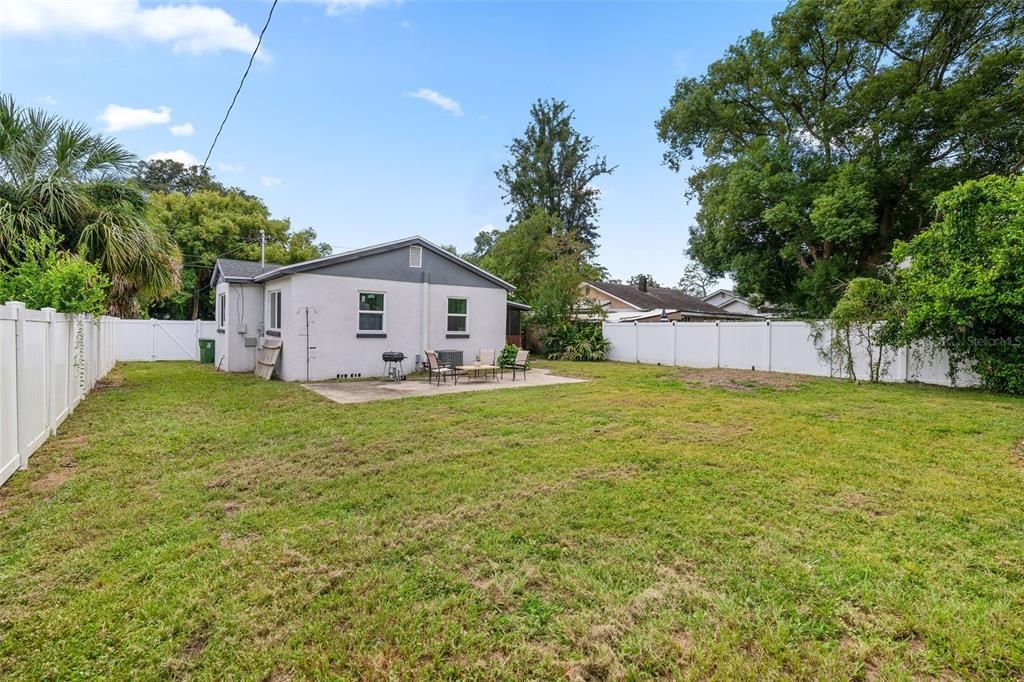 Fully fenced in backyard