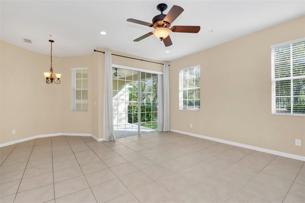 Great room view - sliders to the patio.   Lots of natural light.