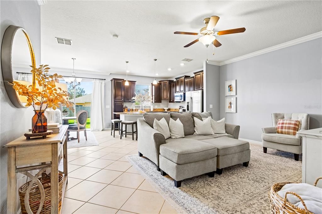 View of living area and kitchen