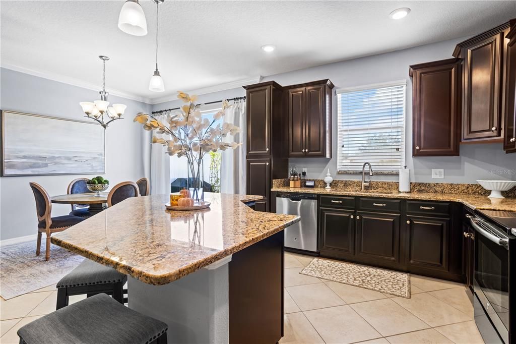 Kitchen and view of dining area