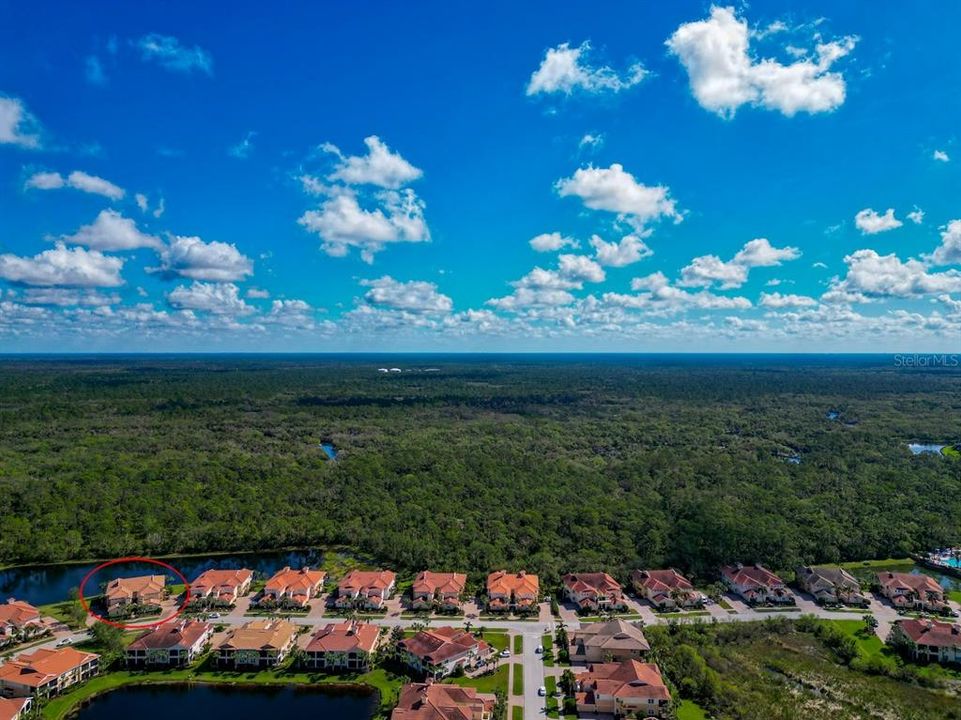 Aerial with Building Circle on the Left.