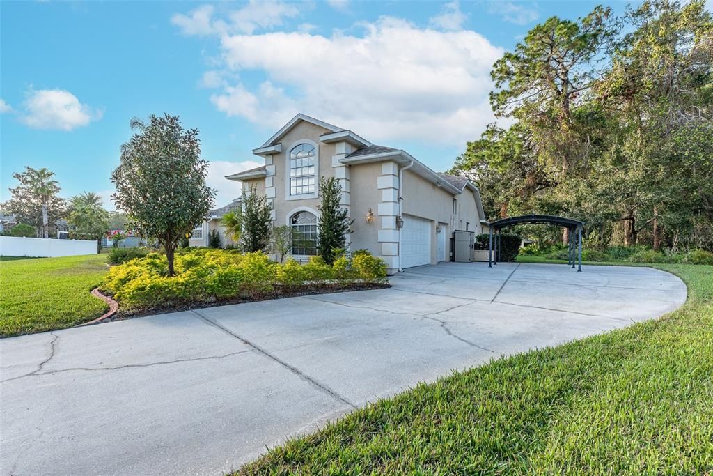 Plenty of parking on this extended driveway leading to a side-entry 3 car garage.