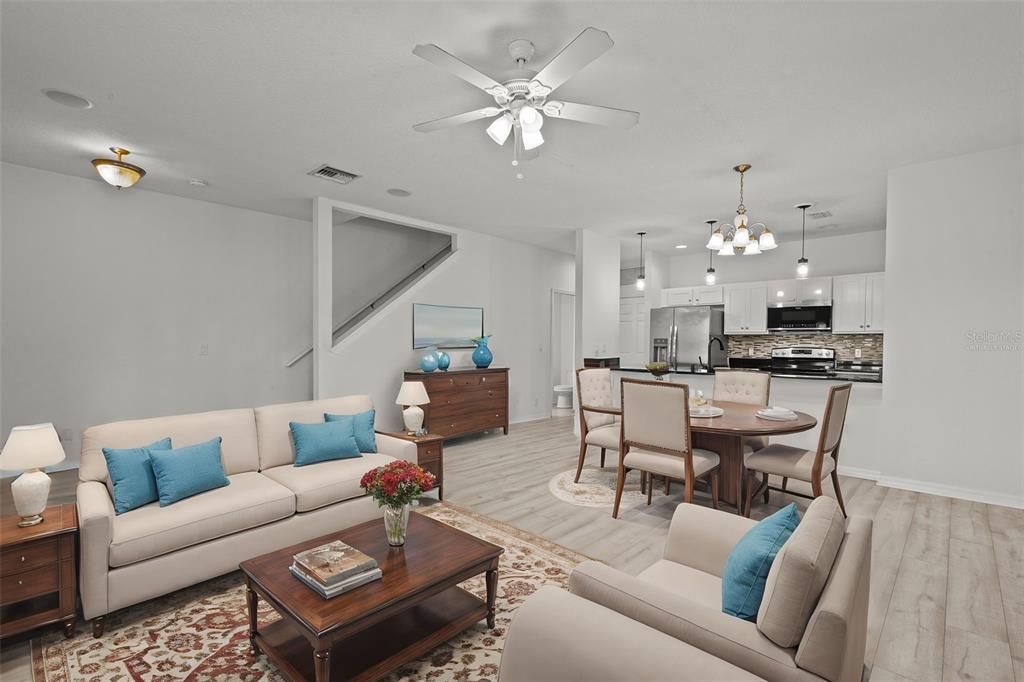 Living Room open to kitchen - Virtually Staged