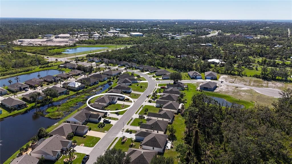 AERIAL VIEW OF 272 PARK FOREST BLVD TOWARDS BACK GATE AND PINE STREET