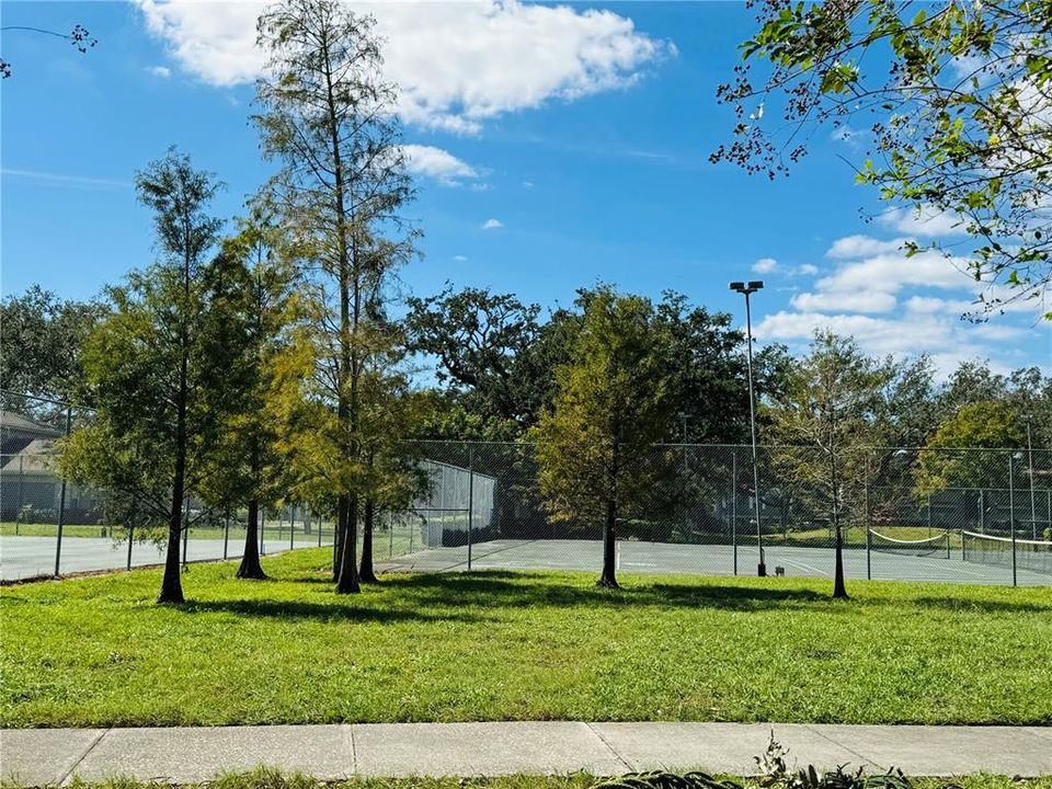 several tennis courts