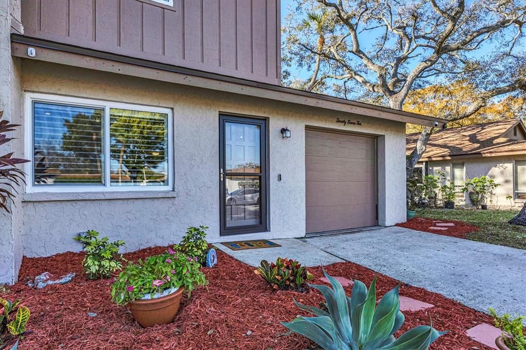 Front of townhouse, attached garage