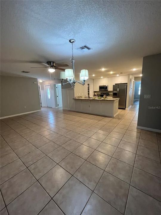 Living area with view of interior front entrance