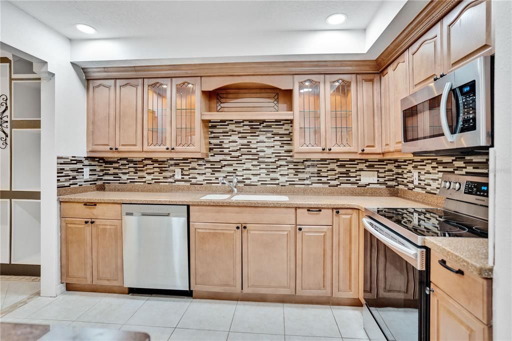 Upgraded KitchenLighted Cabinets