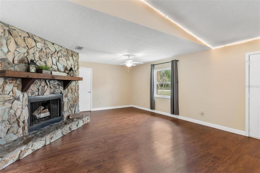 Great Room with Wood-Burning Fireplace