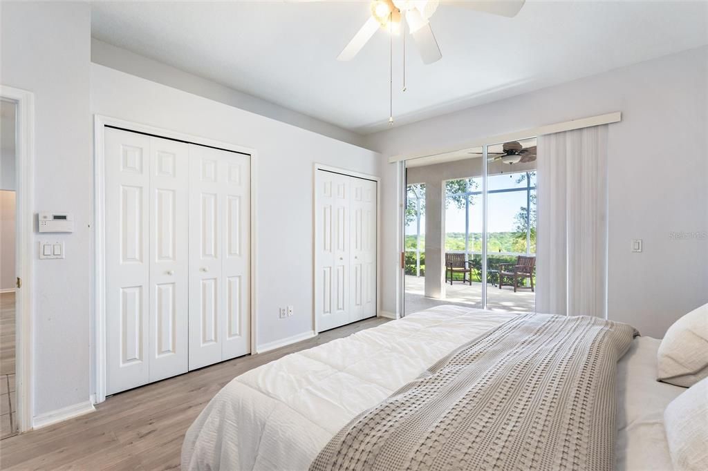 Primary Bedroom with view of double Closets