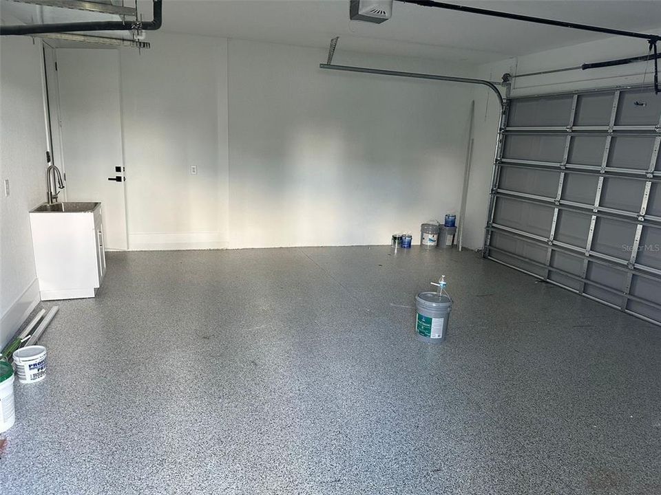 garage with epoxy floor coating