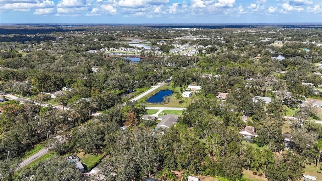 Aerial view of neighborhood