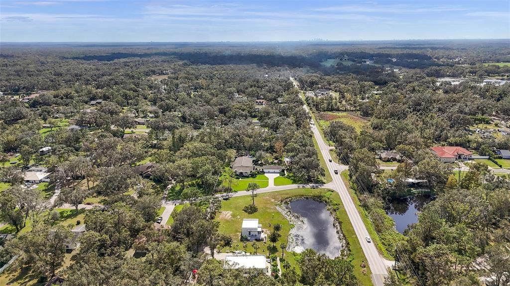 Aerial view of neighborhood