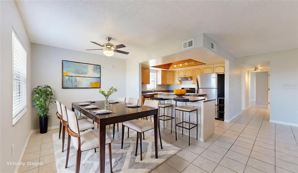 virtually staged dining room