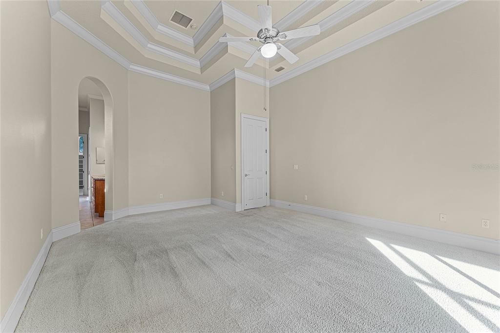 Master bedroom, stepped ceiling and crown molding