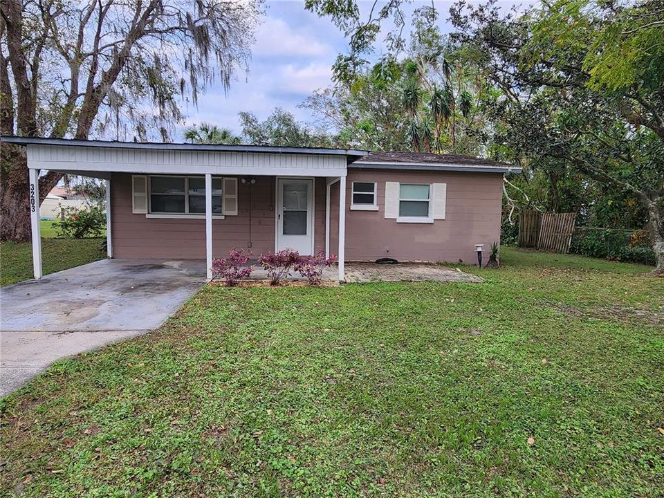 Front Elevation with carport at 3203 Decatur Ave Lakeland Fl