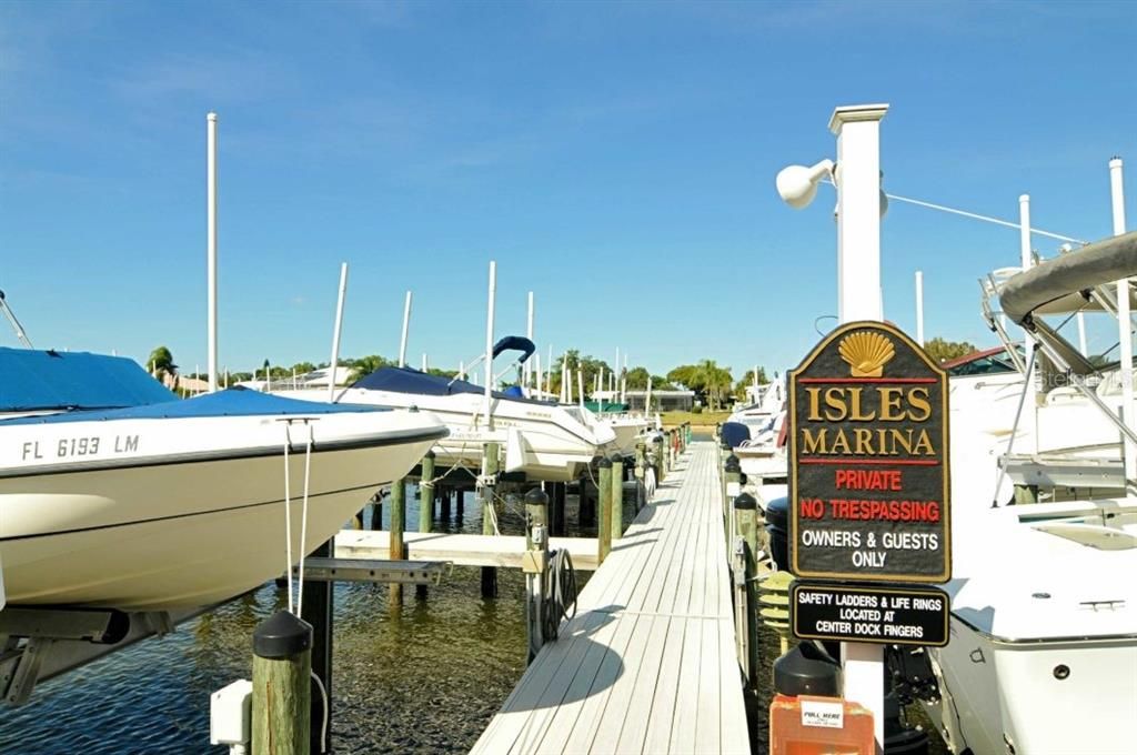 community marina with private docks can be purchased or rented