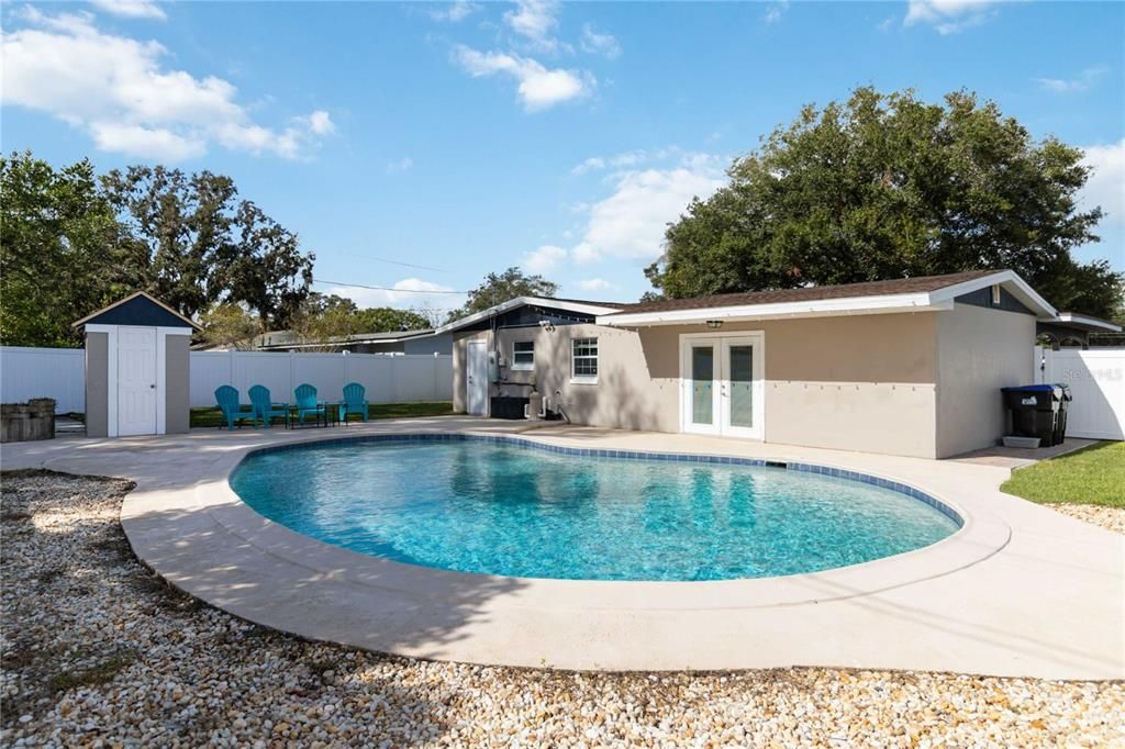 Backyard pool view