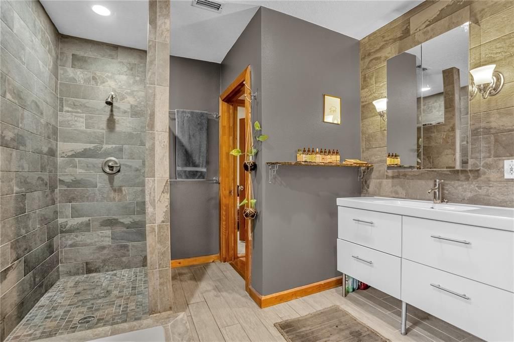 Long walk-in shower