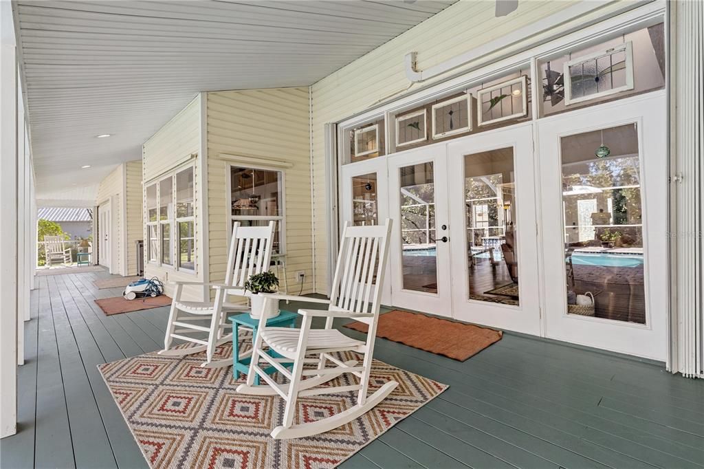 Under truss lanai with french doors