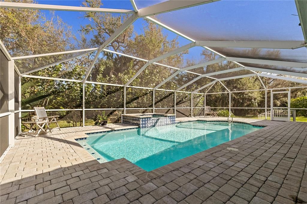 Screened in lanai and large pool area for entertaining