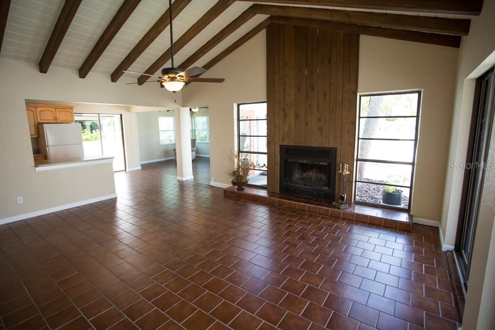 Unit 1 Living room to fireplace