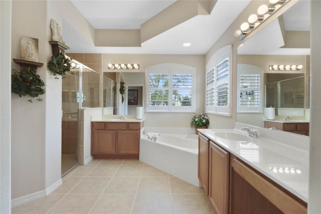 Dual vanities w/ shower and separate soaking tub