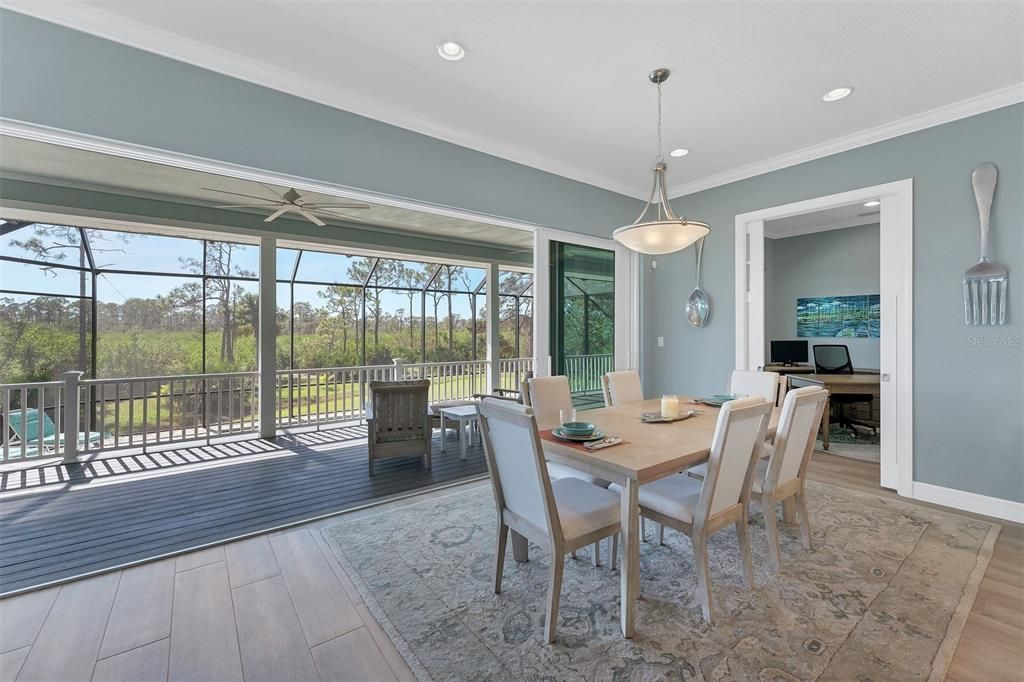 Dining room with a disappearing wall.