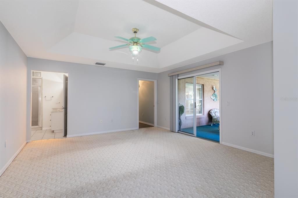 Primary bedroom with tray ceiling