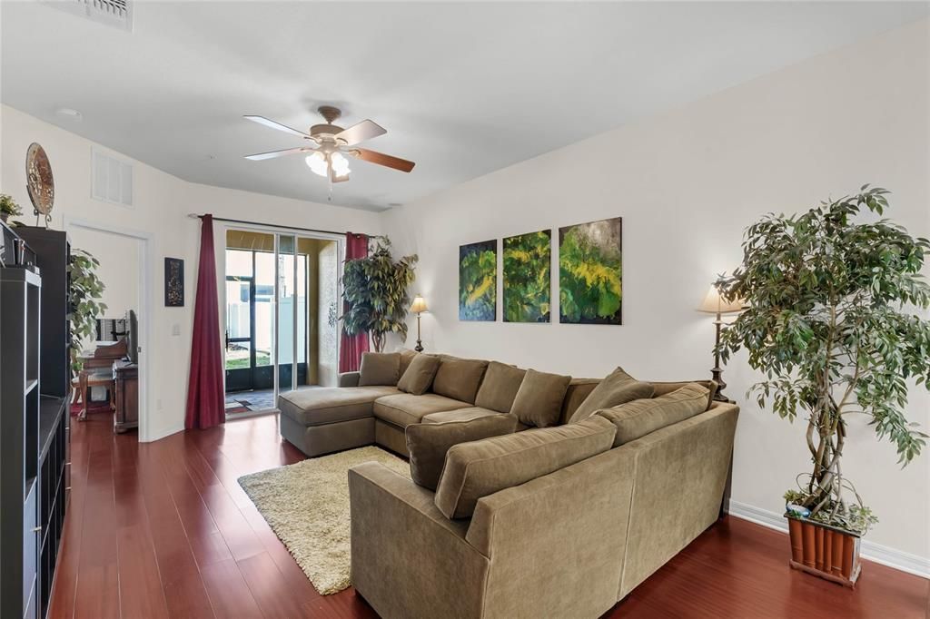 Living Room showing sliding glass to patio