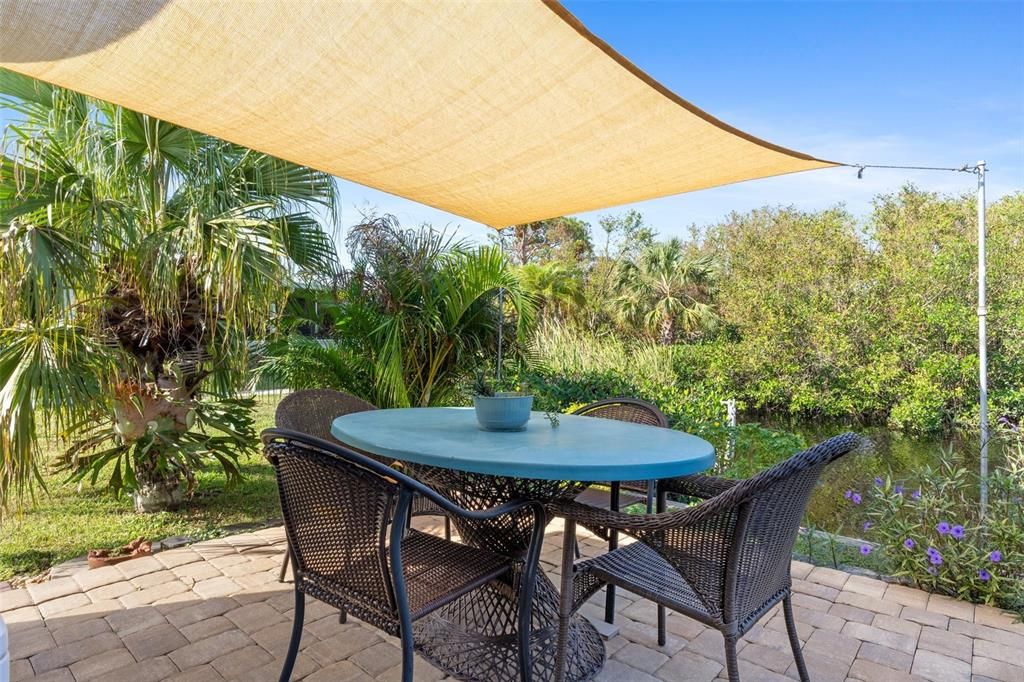 Sun shade over patio