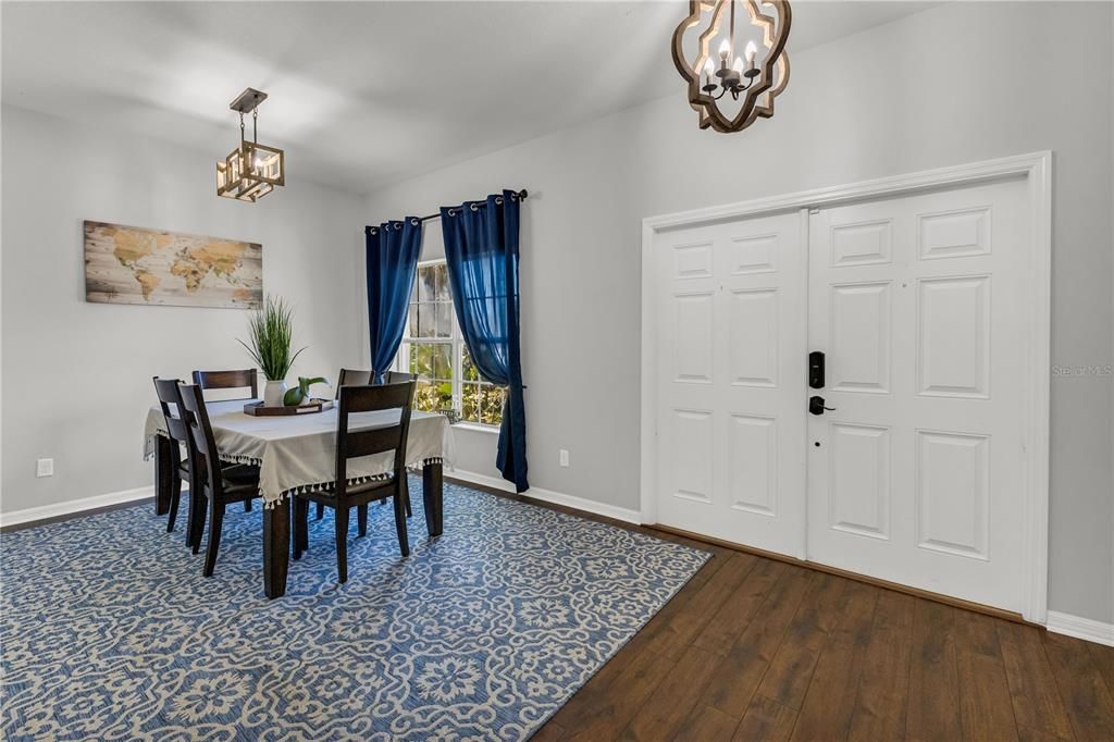 Entryway and formal dining room