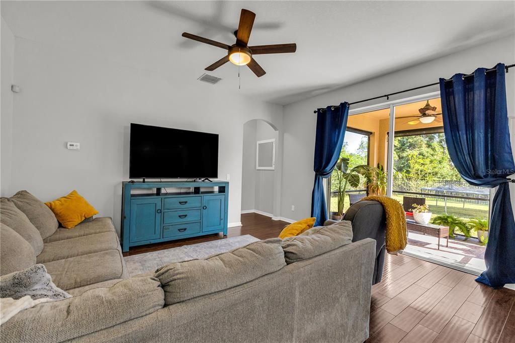 Living room and sliding glass door to the lanai