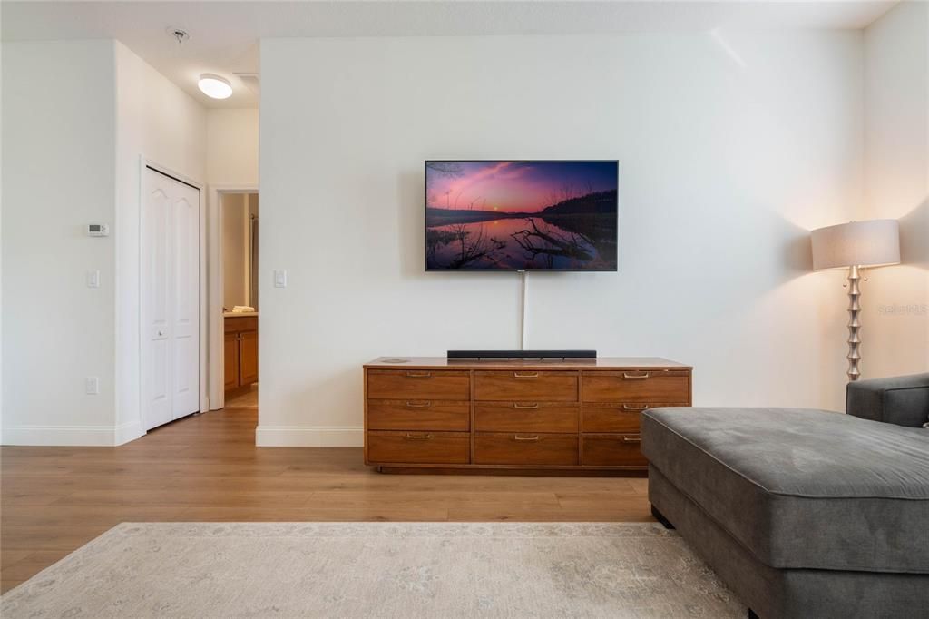 Family room with views of backyard