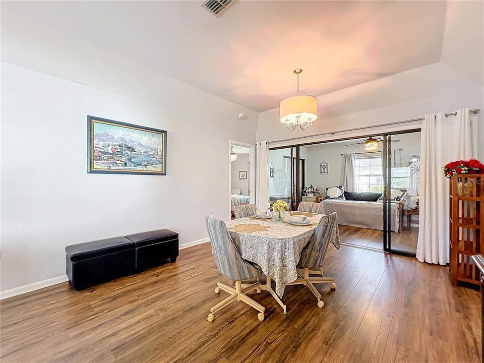 Large dining room can fit a larger table for those holiday gatherings