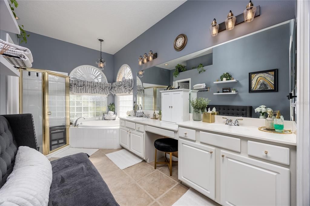 Large Master Bath with Garden Tub and Step in Shower