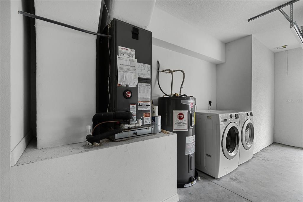 Garage, Washer, Dryer, Hot water Heater, A/C