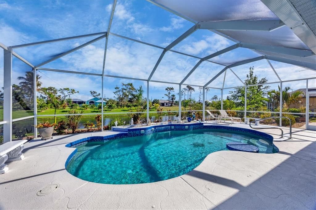 Heated pool with built-in table