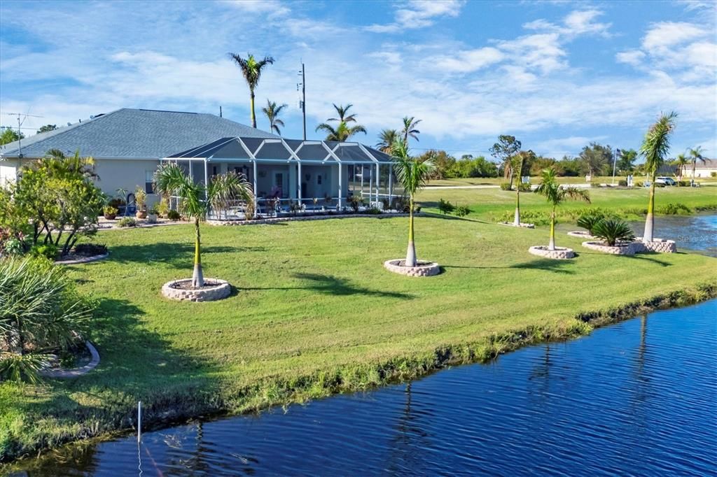 Spacious backyard along the Rotonda River