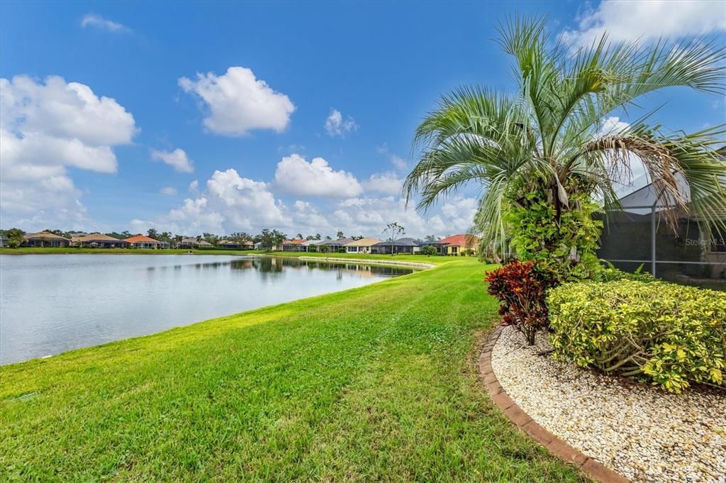 Backyard overlooking lake