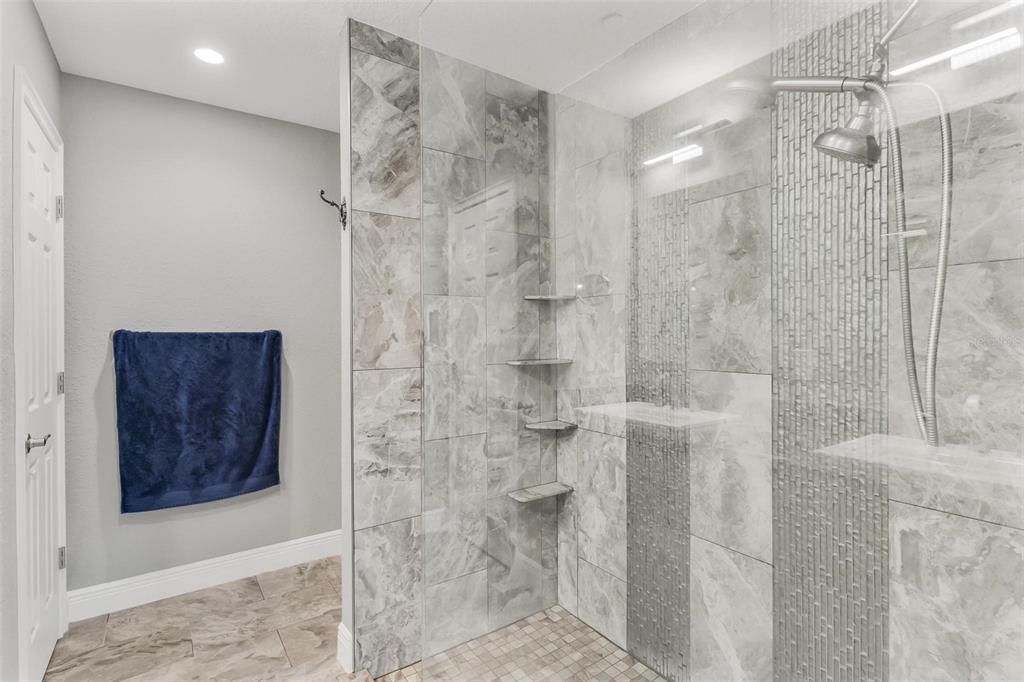 Primary Bathroom with Custom Walk-in Tile Shower