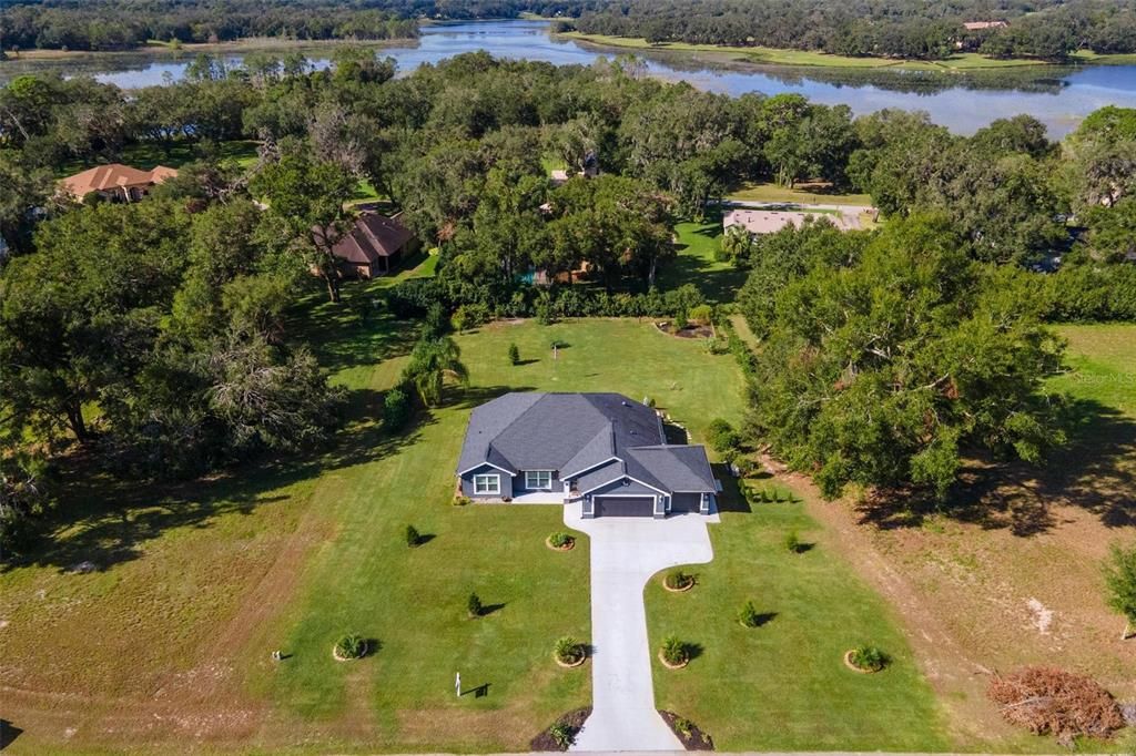 Aerial of Property with Lake Views