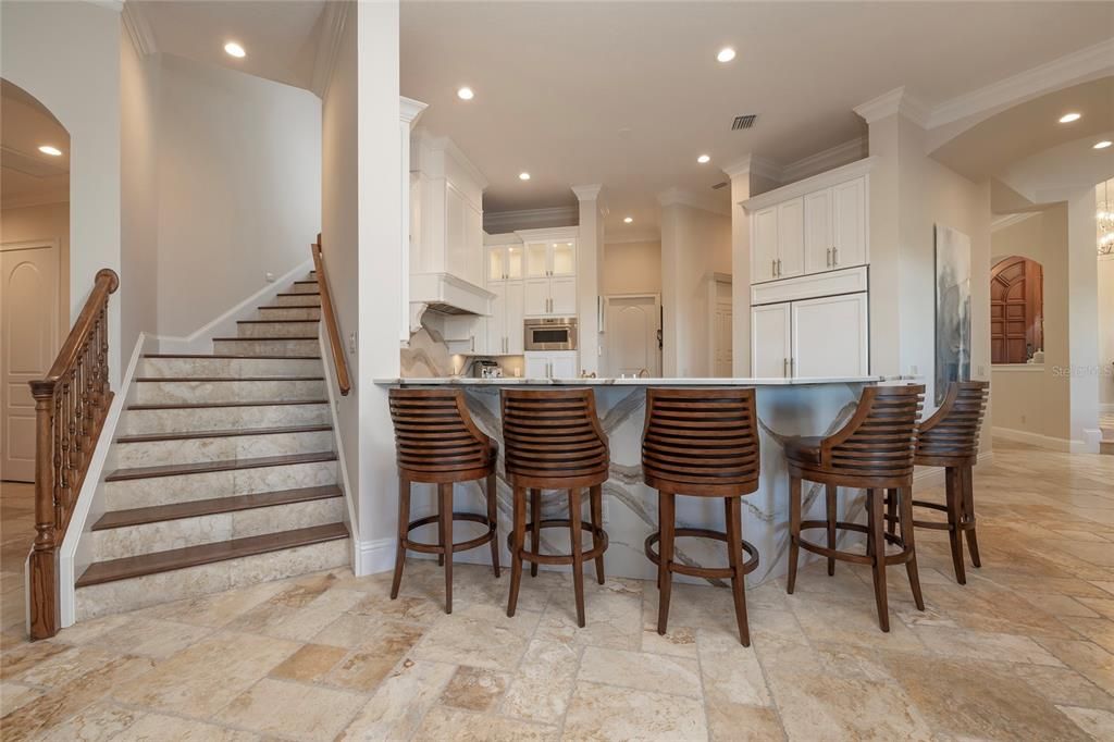 Kitchen opens to family room.