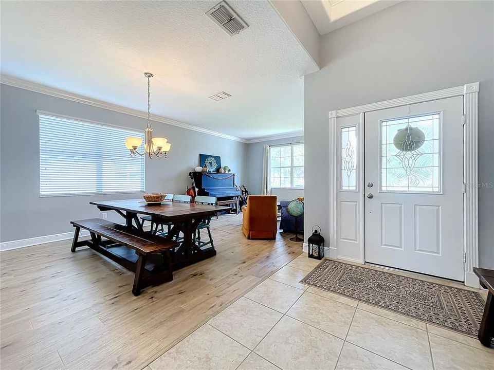 Foyer, dining room and family room