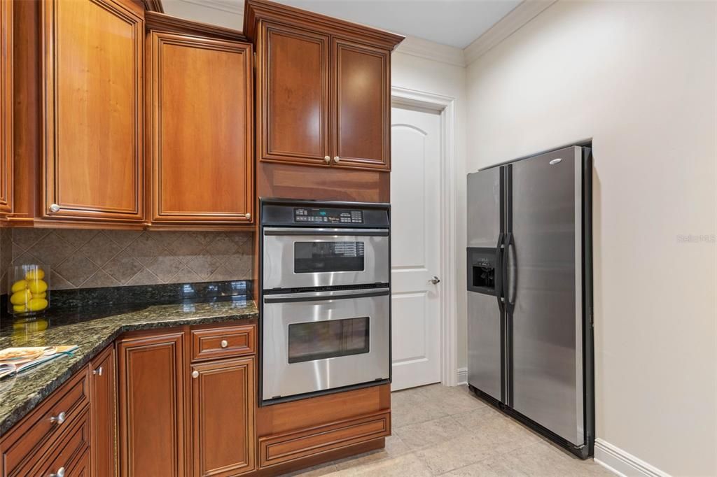 Stainless microwave and wall oven