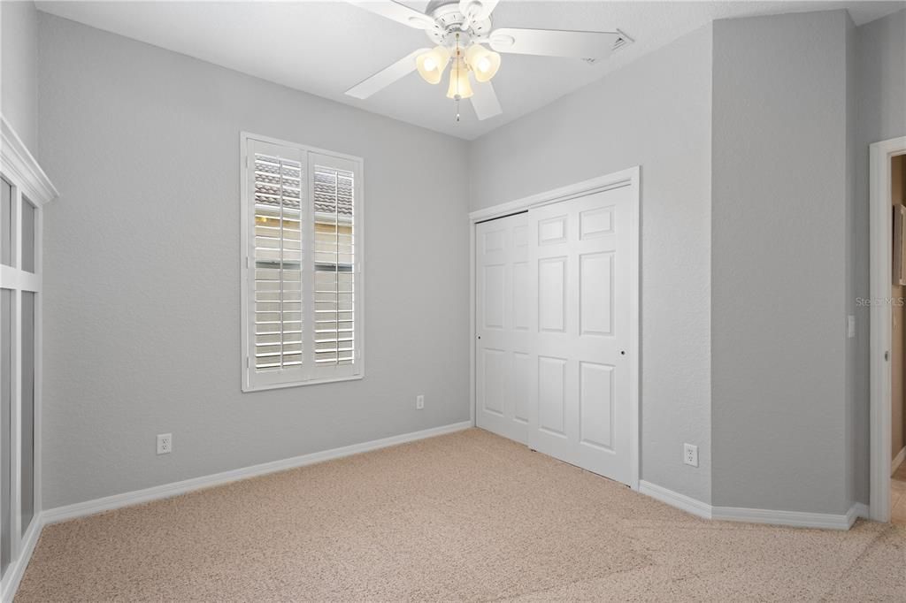 This closet also has built-in storage