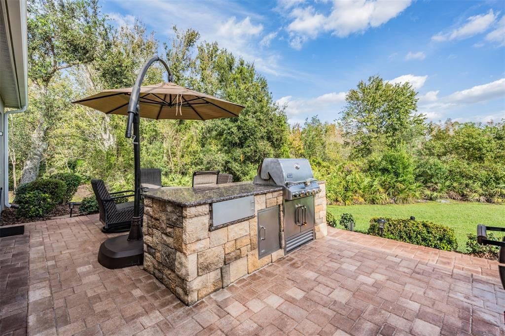 Back Patio with Pavers - Built in Grill!  And Overlooking the huge back yard.