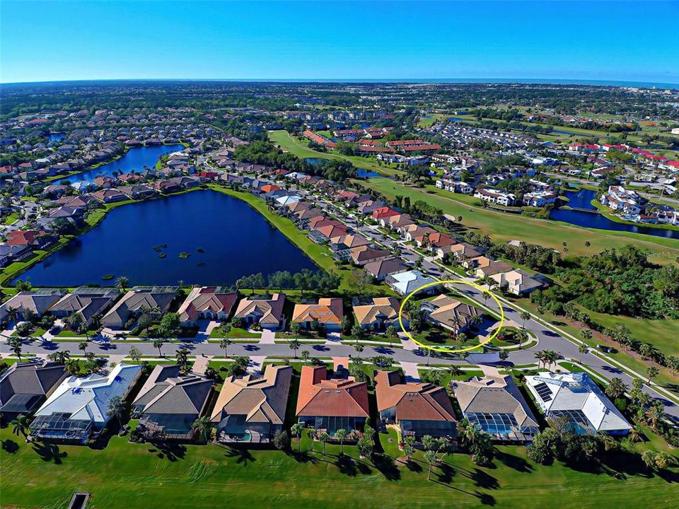 View of home and the wonderful Sawgrass community with its winding golf course and many lakes.