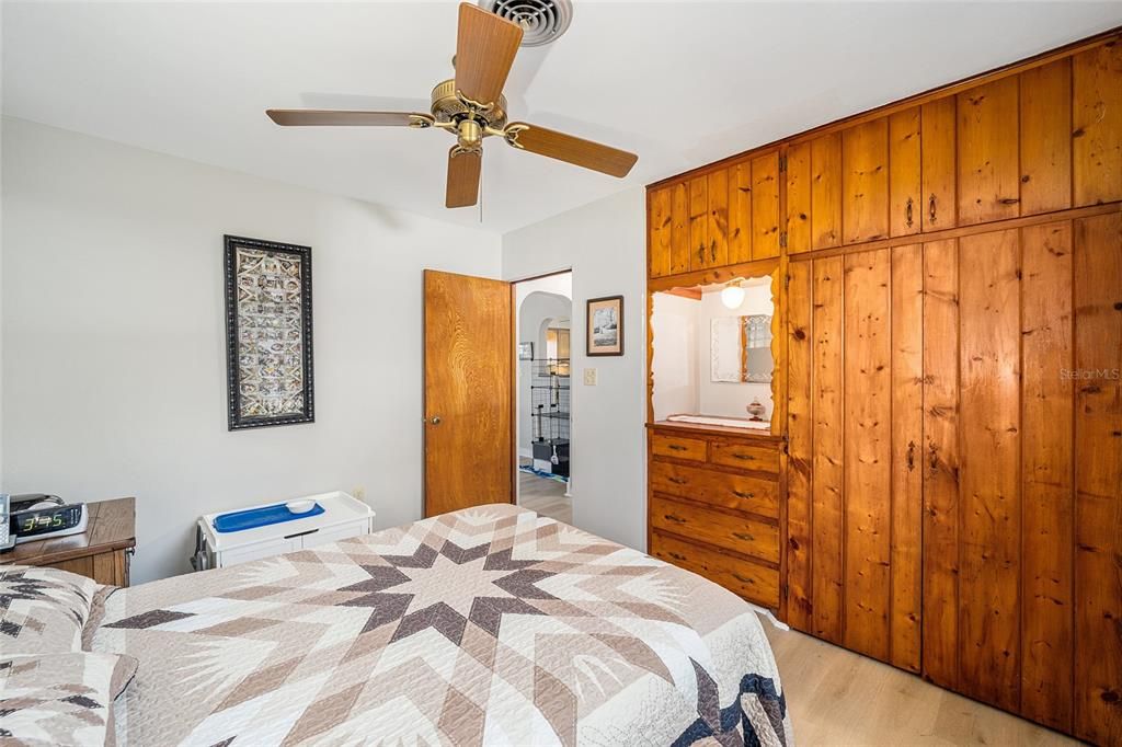 Primary Bedroom with Built-in Dresser w/Light, Wardrobe & Storage