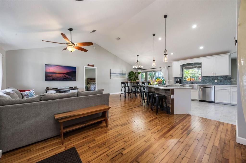 Living Room, Dining Room and Kitchen